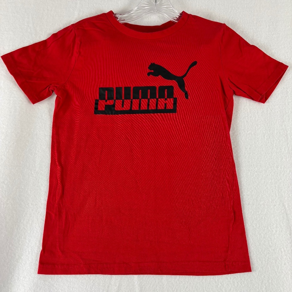 Puma Red Short Sleeve Logo Boys T-shirt  Size M/ 10-12